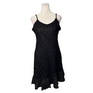 Leola Couture Black Polka Dot Mesh Chiffon Dress Size Medium